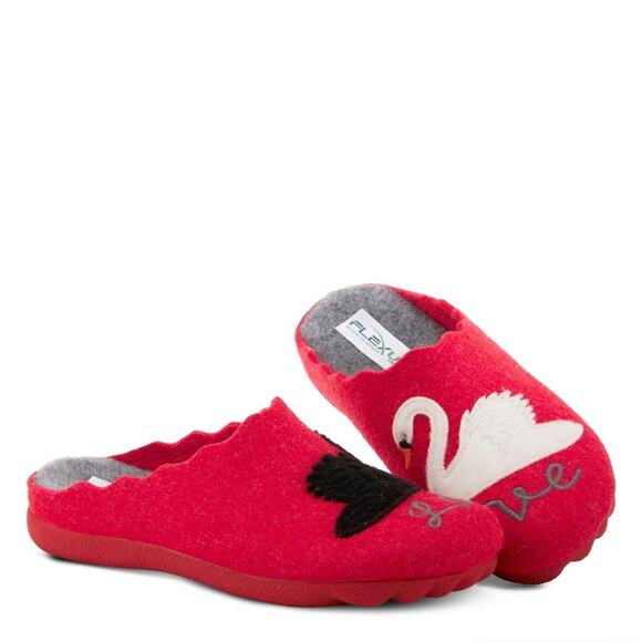 Flexus Spring Step Swanlove Felt Indoor/Outdoor Slippers Red 36 US 5.5 6 New NIB - Picture 2 of 7